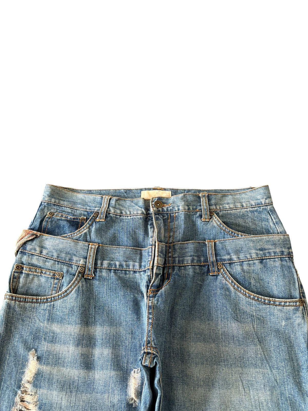 JNCO Vintage Japanese Brand Double Waist Distressed Baggy Jeans Size US 34 / EU 50 - 4 Thumbnail