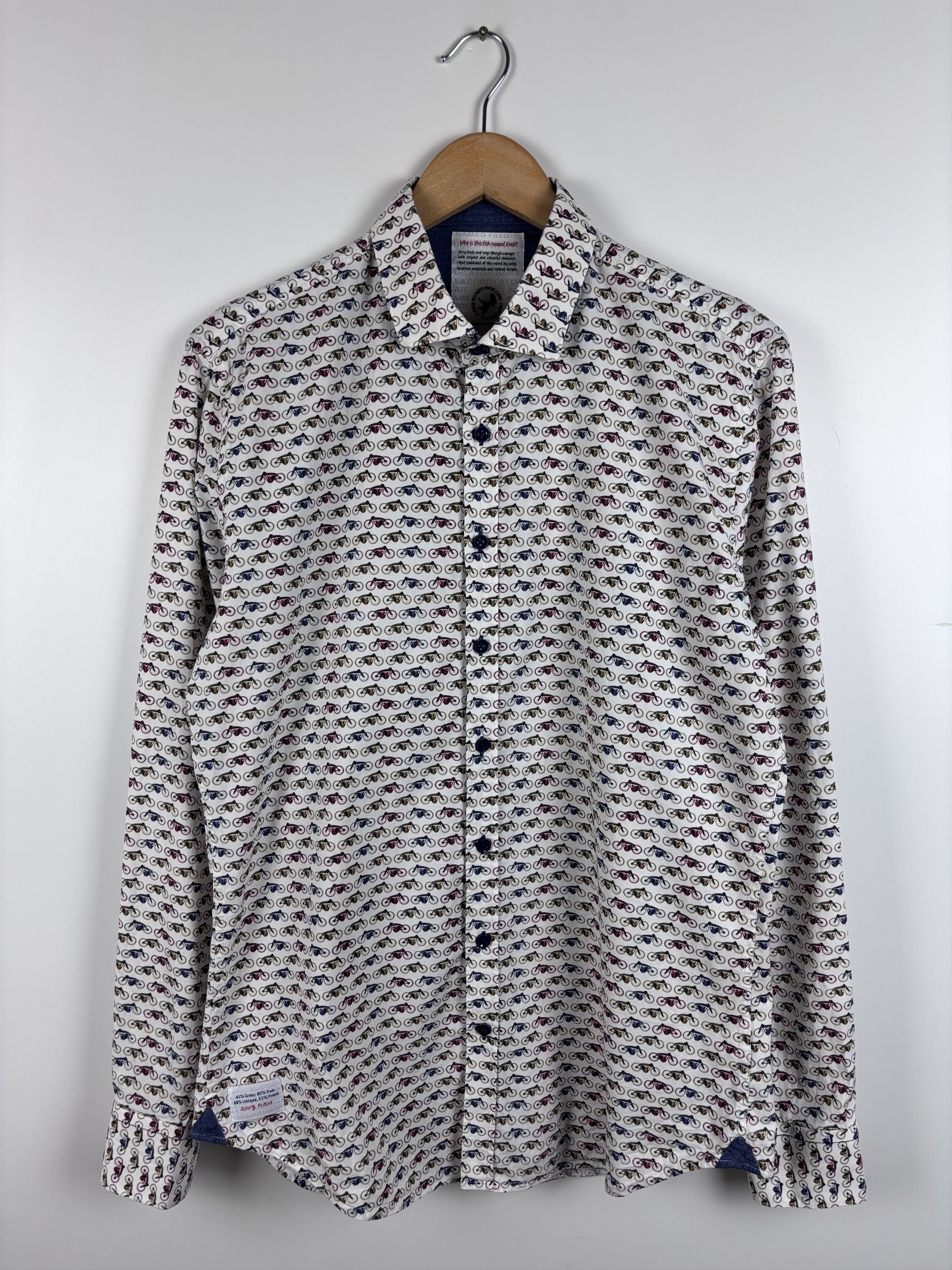 Other A Fish Named Fred Button Down Shirt Slim Bicycle Pattern L Size US L / EU 52-54 / 3 - 1 Thumbnail