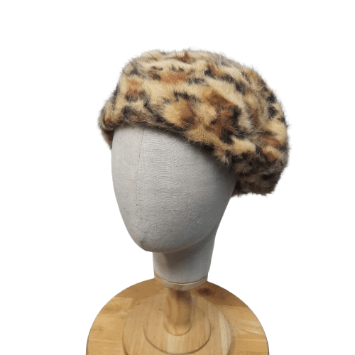 Japanese Brand 💥 Filippo catarzi made in italy leopard fur beret hat Size ONE SIZE - 2 Thumbnail