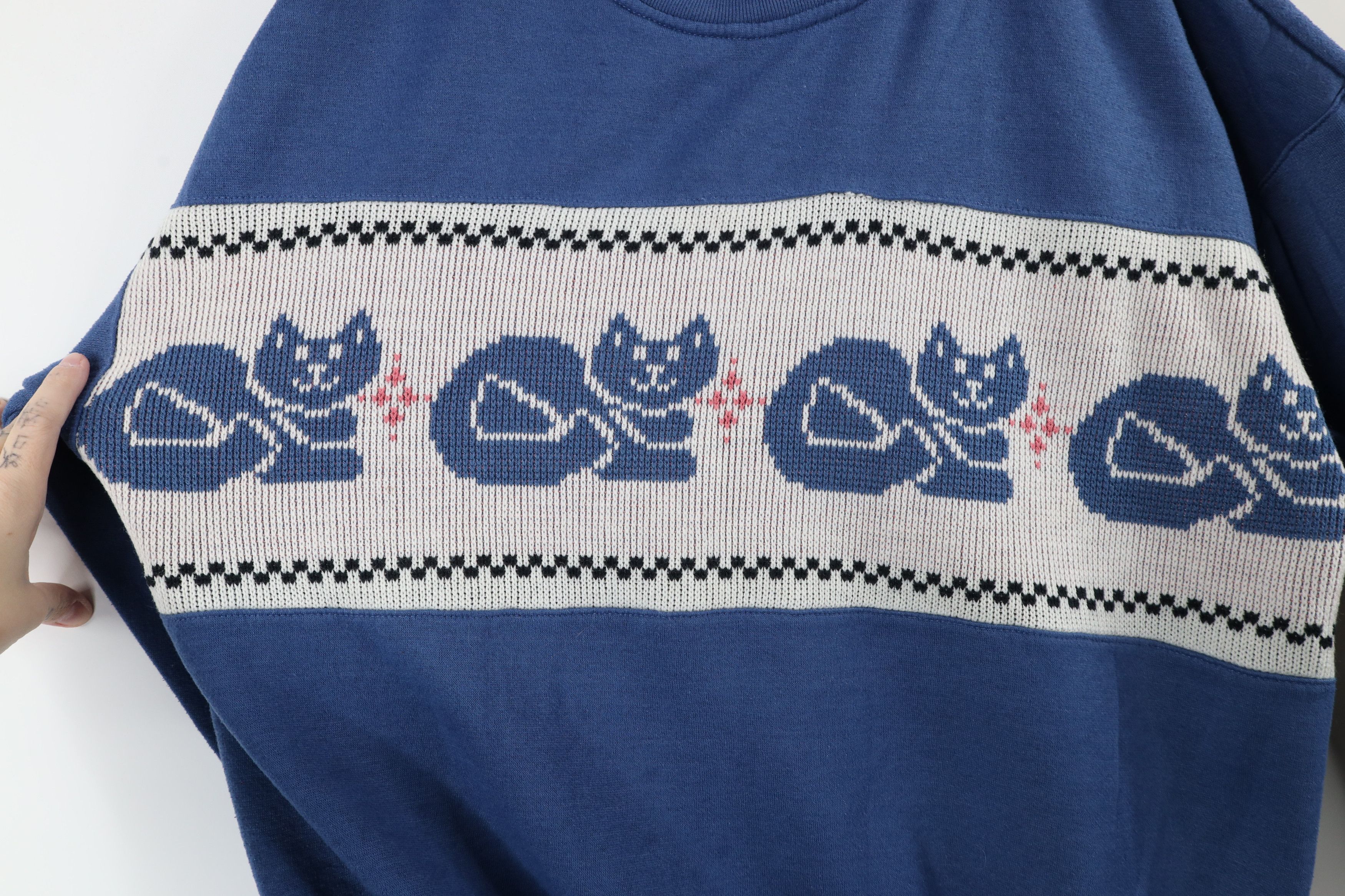 Vintage Vintage 90s Streetwear Knit Cat Kitten Crewneck Sweatshirt Size XXL / US 16-18 / IT 52-54 - 4 Thumbnail