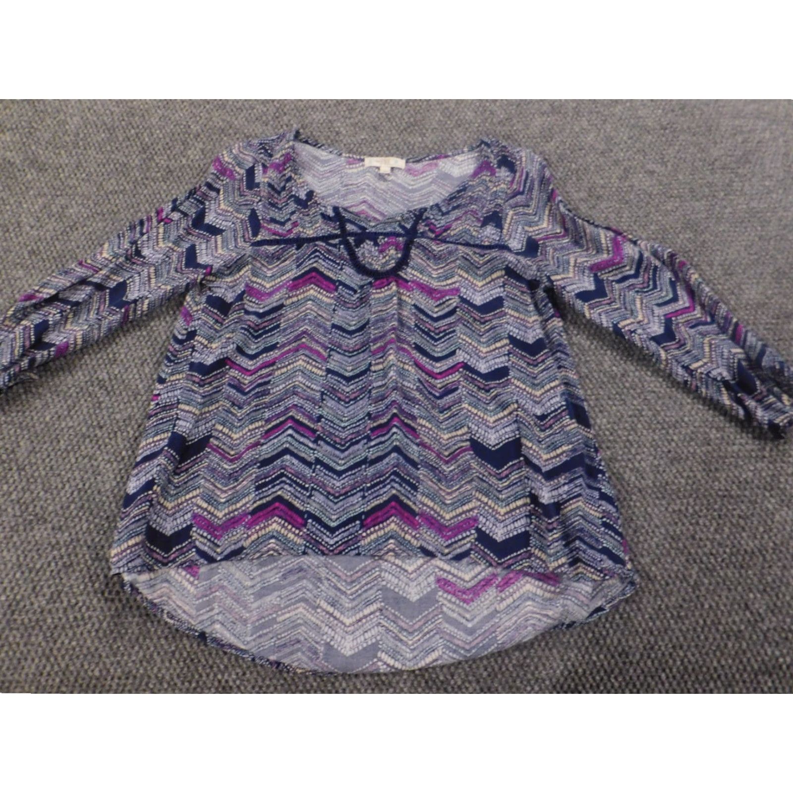 Vintage Love Fire Blouse L Women Blue Round Neck Long Sleeve Pullover Stretch Casual Regular Rayon Size L / US 10 / IT 46 - 2 Thumbnail