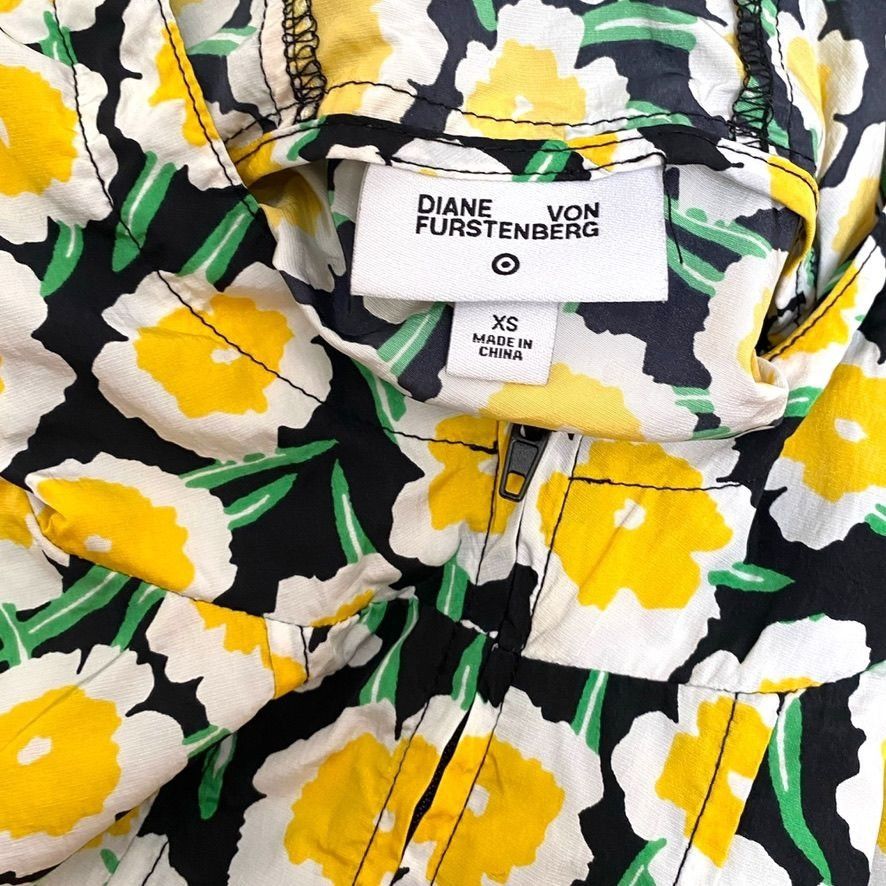 Diane von Furstenberg DVF Nylon Yellow Floral Short Sleeve Hooded Vest XS Size XS / US 0-2 / IT 36-38 - 7 Thumbnail