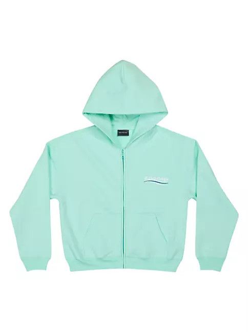 Balenciaga o1mt1gz0924 Small Fit Zip-Up Hoodie in Mint/White/Blue Size US S / EU 44-46 / 1 - 1 Thumbnail