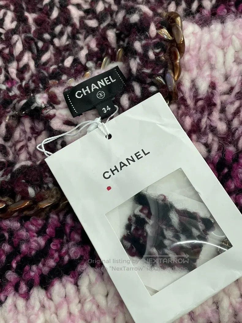 Chanel Chanel Purple striped chain rolled-edged thick knitted ves Size XXS / US 00 / IT 34 - 6 Thumbnail