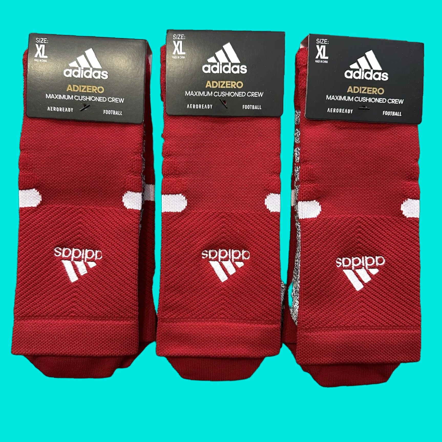 Adidas Adidas Crew Socks Mens XL 12-16 Max Cushioned Adizero Football Red Lot of 3 Pair Size ONE SIZE - 1 Thumbnail