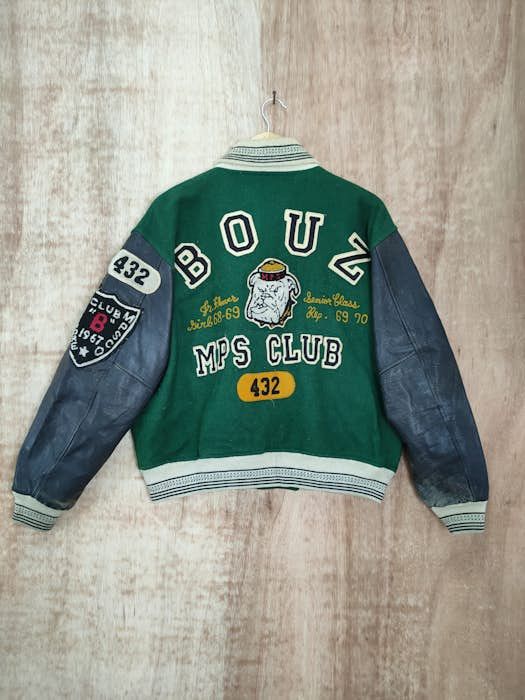 Vintage BOUZ MPS Club varsity wool leather vintage jacket #4094DLAL Size US M / EU 48-50 / 2 - 1 Thumbnail