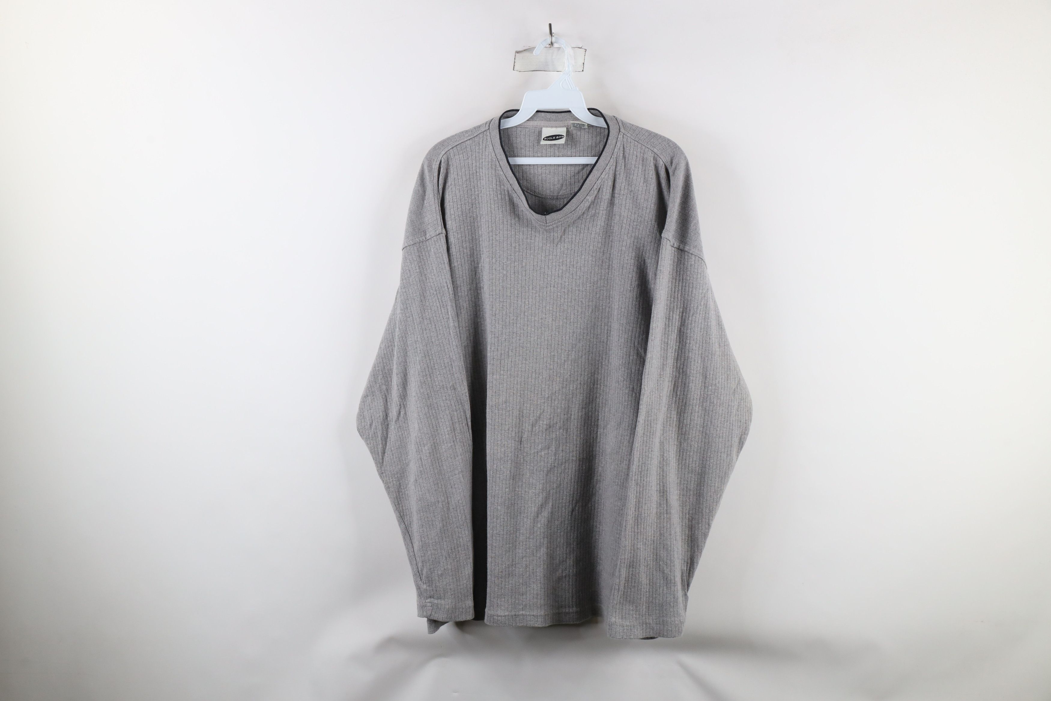 Vintage Vintage 90s Streetwear Ribbed Long Sleeve T-Shirt Gray USA Size US XXL / EU 58 / 5 - 1 Thumbnail