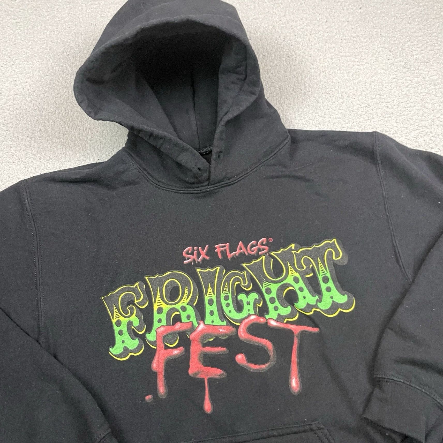 Vintage Six Flags Hoodie Adult Small Black Fright Fest Clowns Halloween Haunted S Shirt? Size US S / EU 44-46 / 1 - 5 Thumbnail