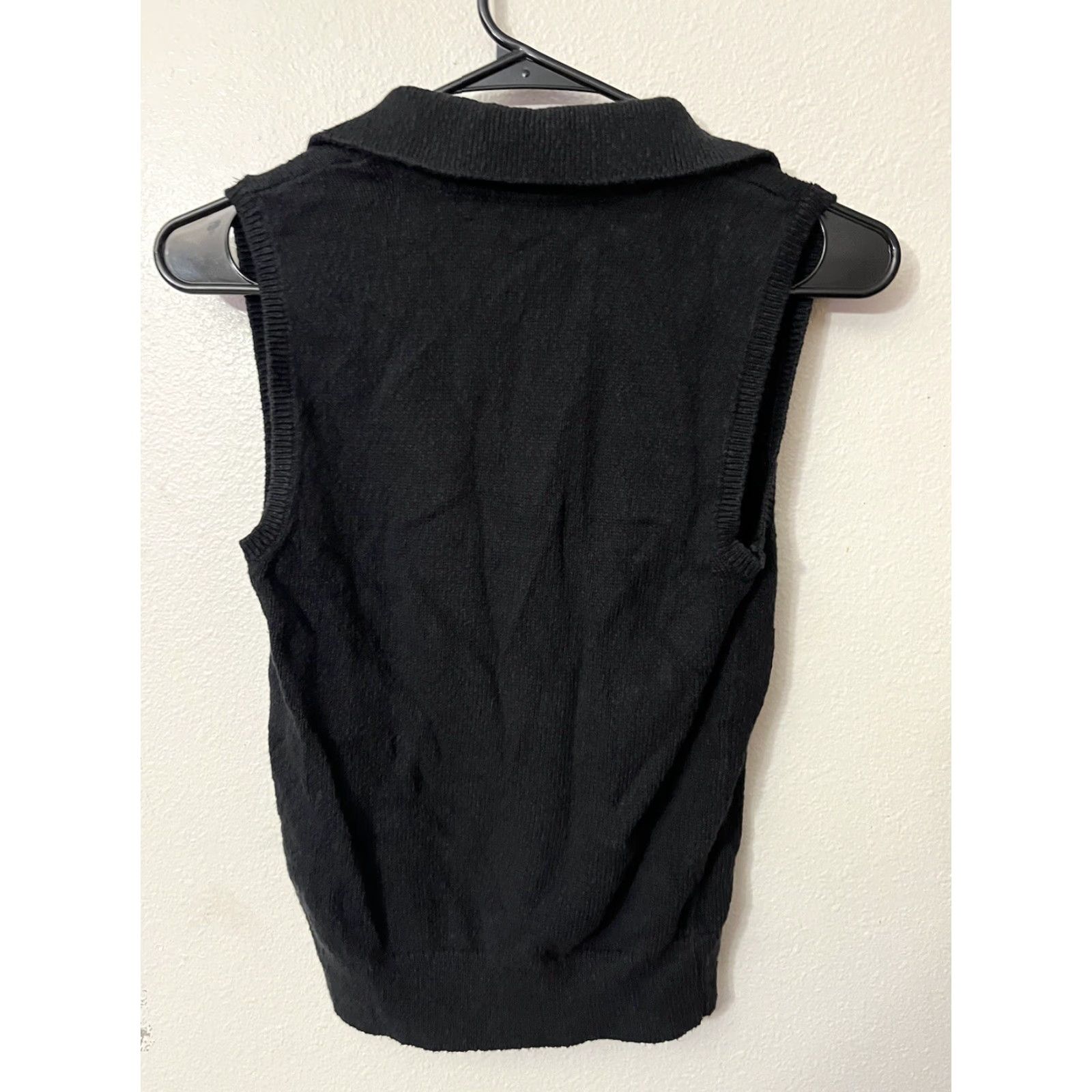 Ann Taylor VINTAGE Ann Taylor LOFT Blouse Shirt Sleeveless V-Neck Tie XS Black Womens Size XS / US 0-2 / IT 36-38 - 3 Thumbnail