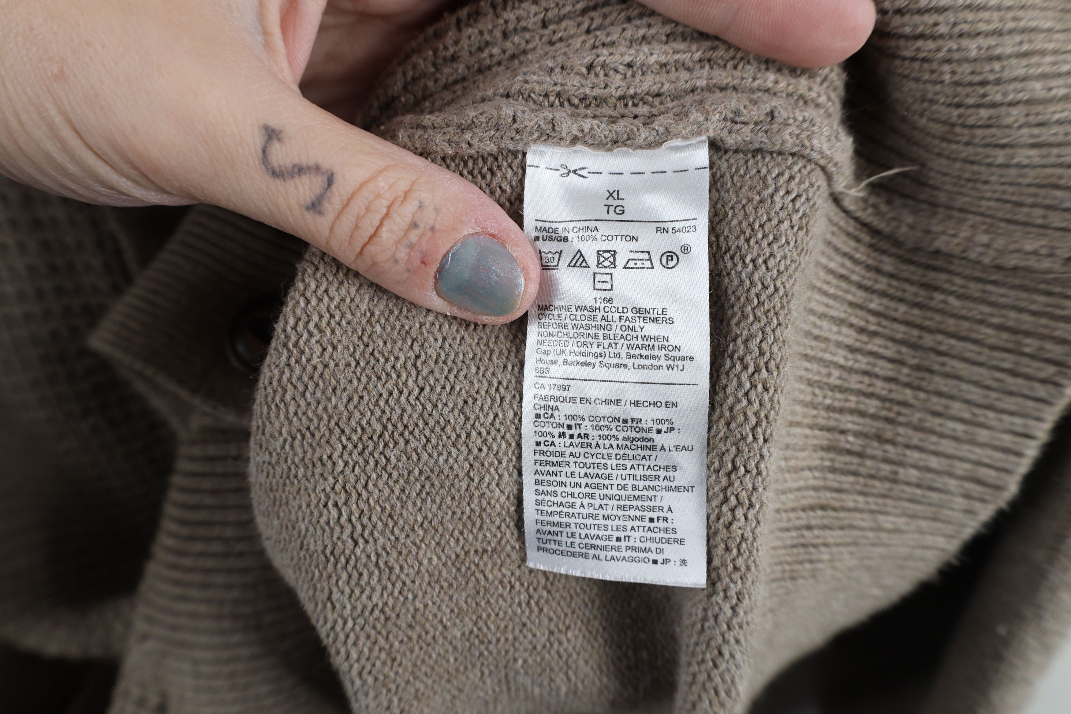 Gap × Vintage Vintage Gap Blank Ribbed Knit Shawl Cardigan Sweater Beige Size US XL / EU 56 / 4 - 8 Thumbnail