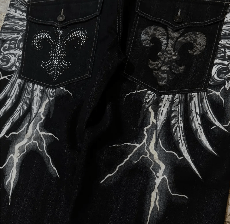 Japanese Brand Letter Patch Baggy Jeans Size US 34 / EU 50 - 4 Thumbnail