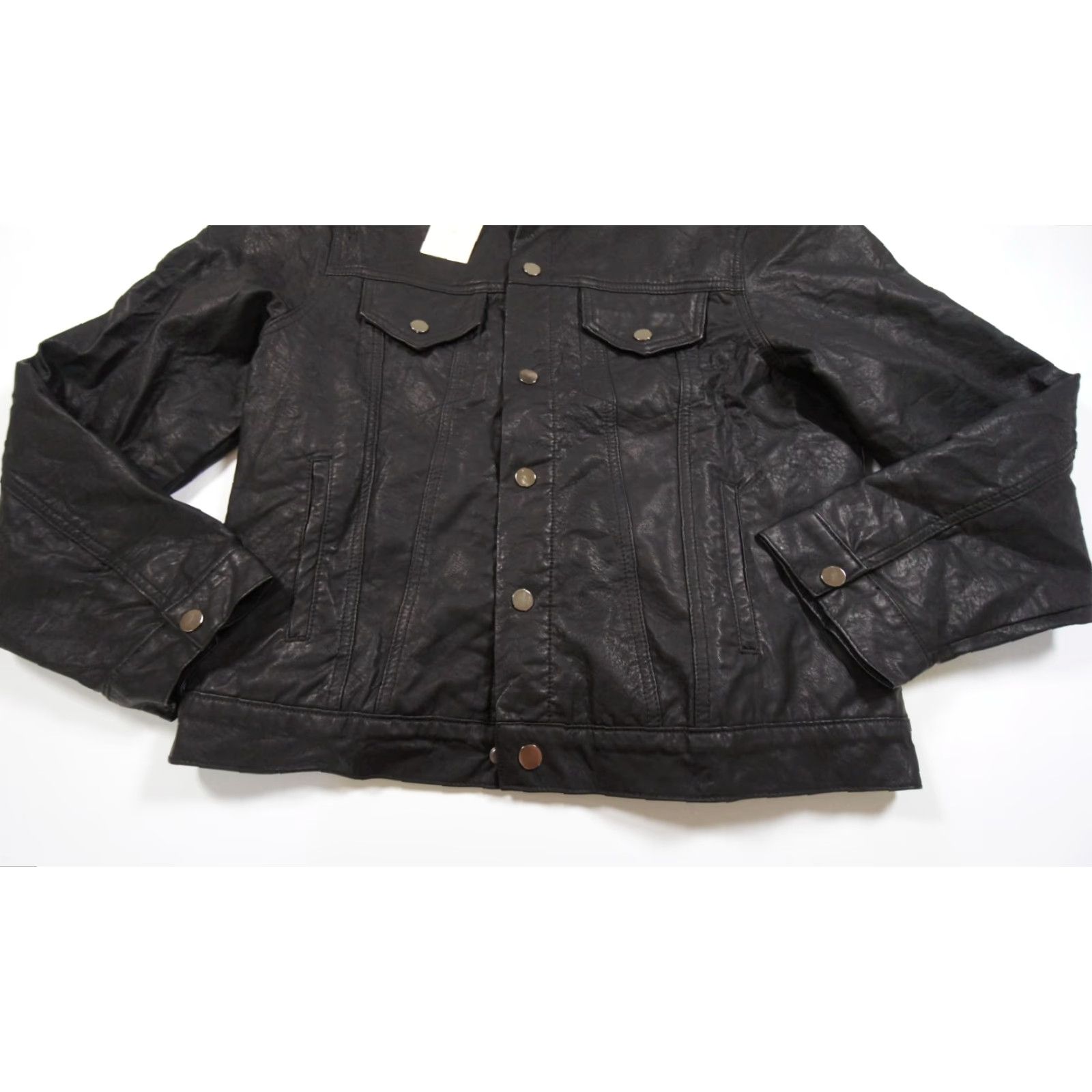 MNML Mnml Jacket Mens Large Black Faux Leather Trucker Bomber Outdoor Casual Workwear NEW Size US L / EU 52-54 / 3 - 3 Thumbnail