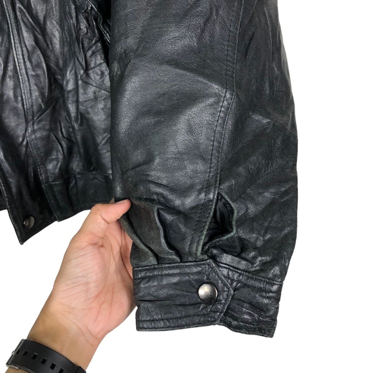 Issey Miyake 🔥Vintage Leather Biker Jacket Double Collar Vicenza Japan Size US M / EU 48-50 / 2 - 15 Thumbnail