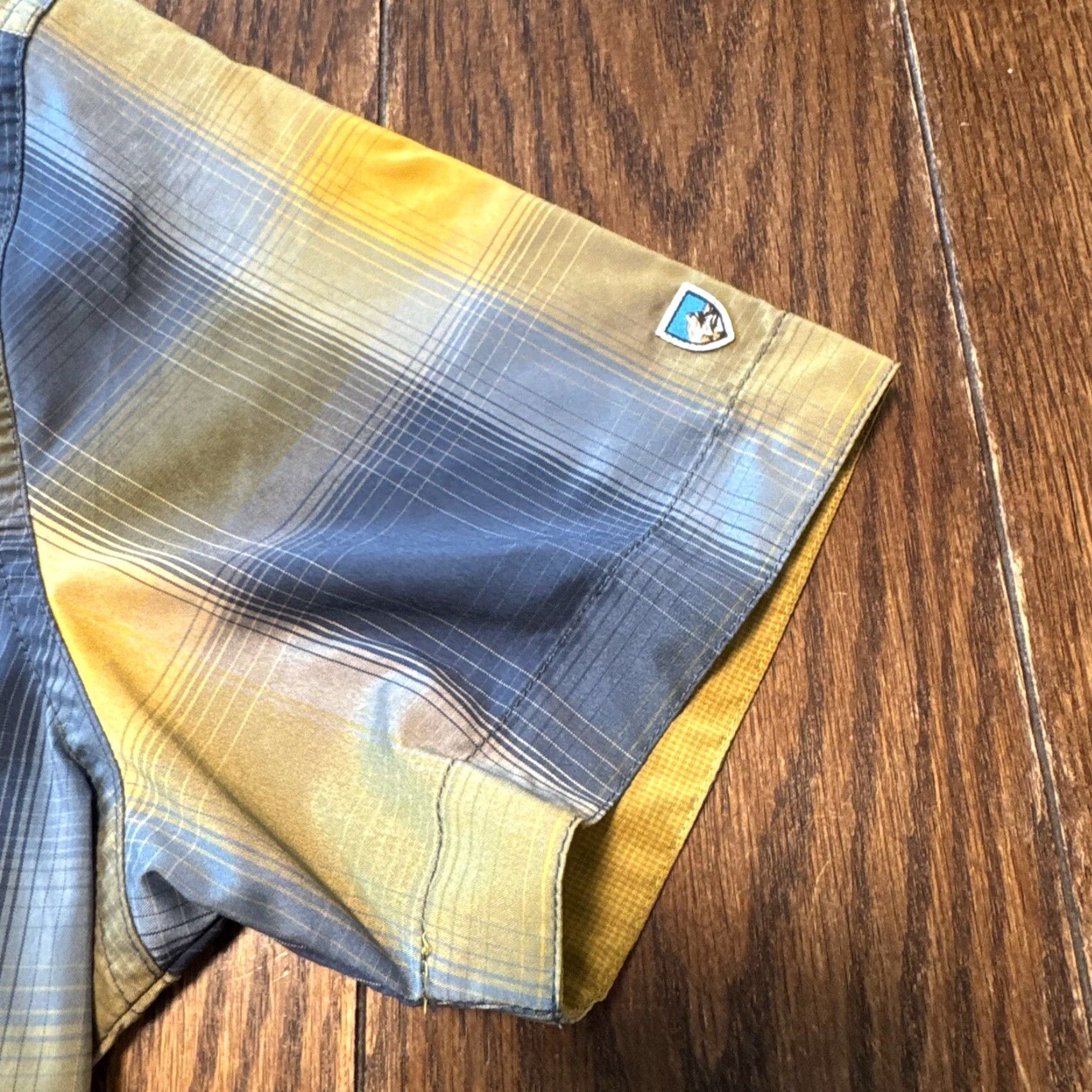 Vintage Kuhl Mens Short Sleeve Button Up Shirt Medium Blue Yellow Plaid Metal Buttons Shirt Shirt Mens Size US M / EU 48-50 / 2 - 2 Thumbnail