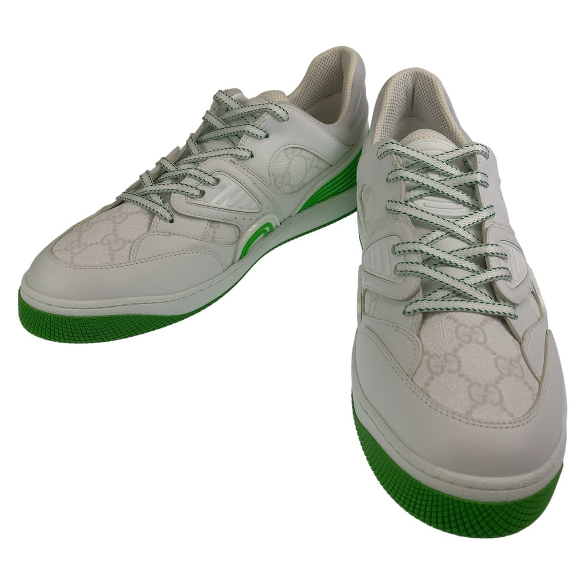 Gucci Gucci Basket GG Pattern Leather Sneakers Leather Shoes 700290 in White, Men's