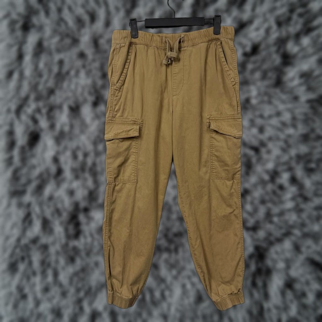 Vintage Sonoma Cargo Jogger Pants Mens M 30x27 Tan Cotton Spandex Elastic Waist Pockets Tapered Crew Casual Workwear Hipster Preppy Size US 31 - 1 Thumbnail