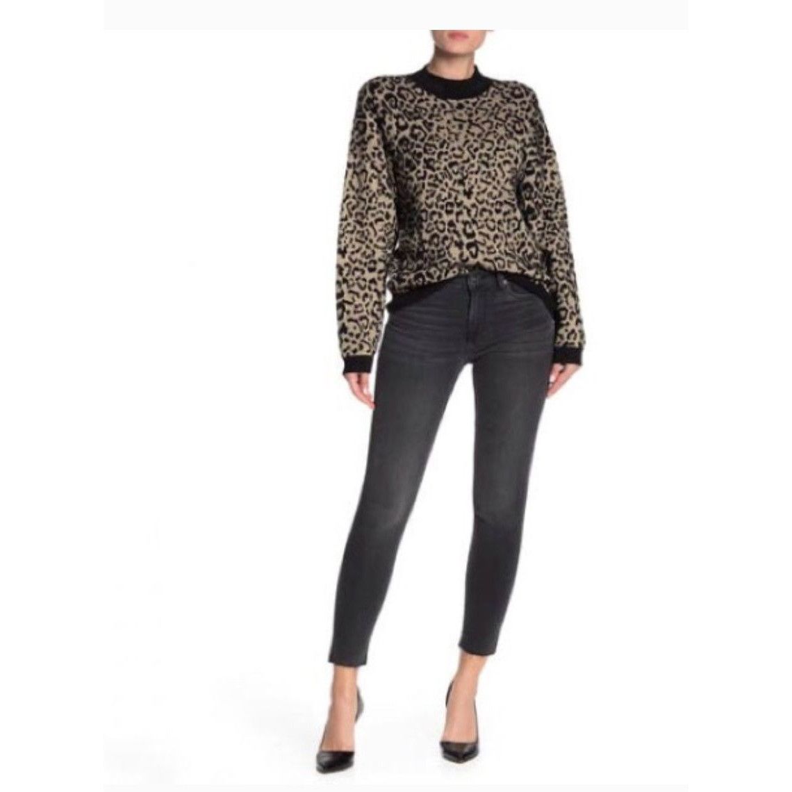 Hudson Hudson Natalie Super Skinny Mid Rise Raw Hem Jeans Black Str Size 29" - 6 Thumbnail
