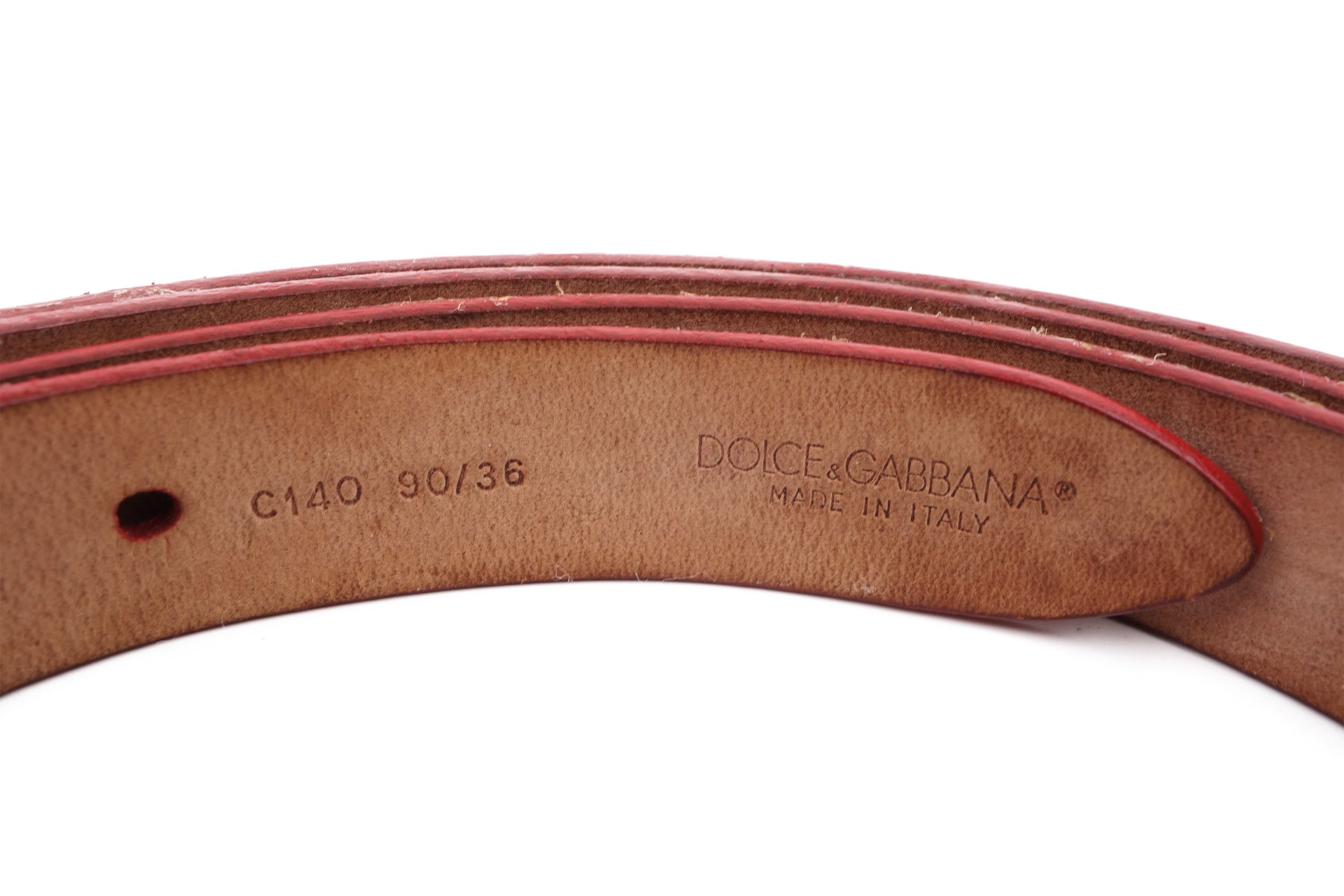 Dolce & Gabbana Dolce Gabbana Red Leather Belt Studded Rhinestone Crystal 36 Size ONE SIZE - 3 Thumbnail