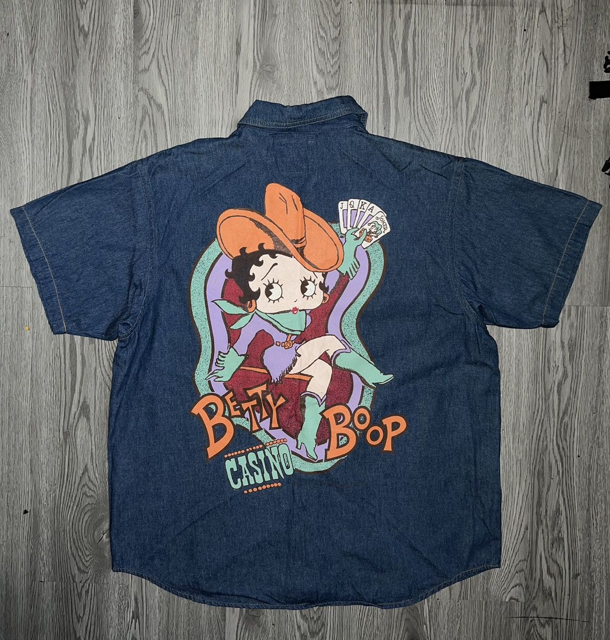 Cartoon Network Betty Boop casino denim shirt 🤠 🎰 Size US XXL / EU 58 / 5 - 6 Thumbnail