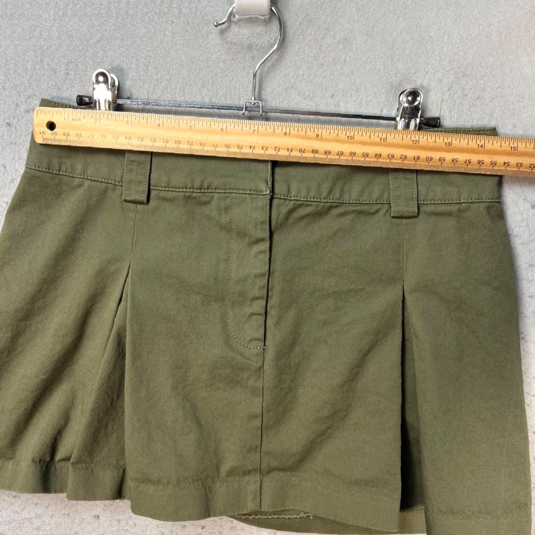 Mango Mango Skirt Womens 4 Olive Green Pleated Mini Cotton Blend Adult Regular Short Spring Summer Womens Size 27" / US 4 / IT 40 - 5 Thumbnail