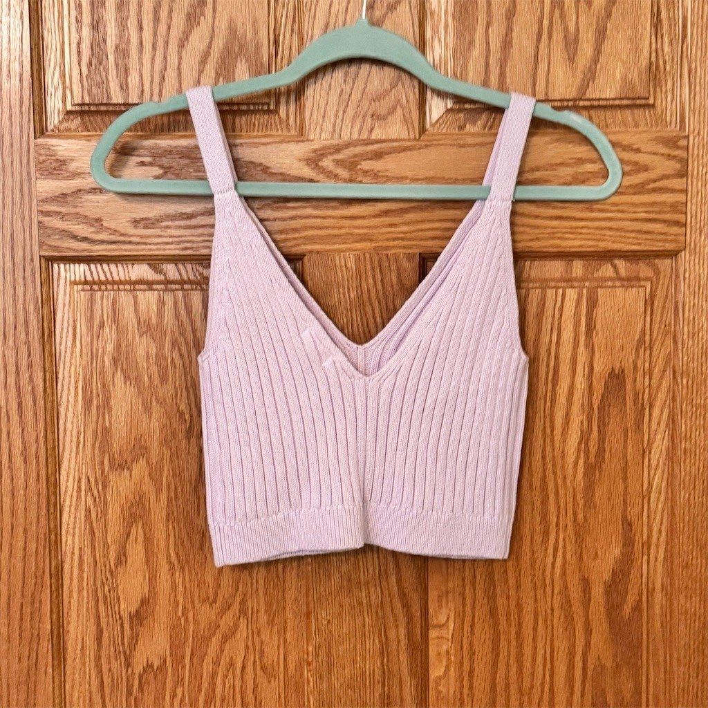 Other Aerie Tank Top Womens Size M Lavender Purple Ribbed Knit Cr Size M / US 6-8 / IT 42-44 - 2 Thumbnail