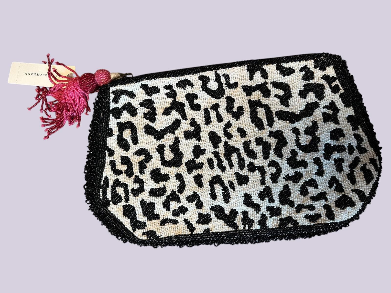 Other Anthropologie Beaded Leopard Print Pouch with Tassel Size ONE SIZE - 1 Thumbnail