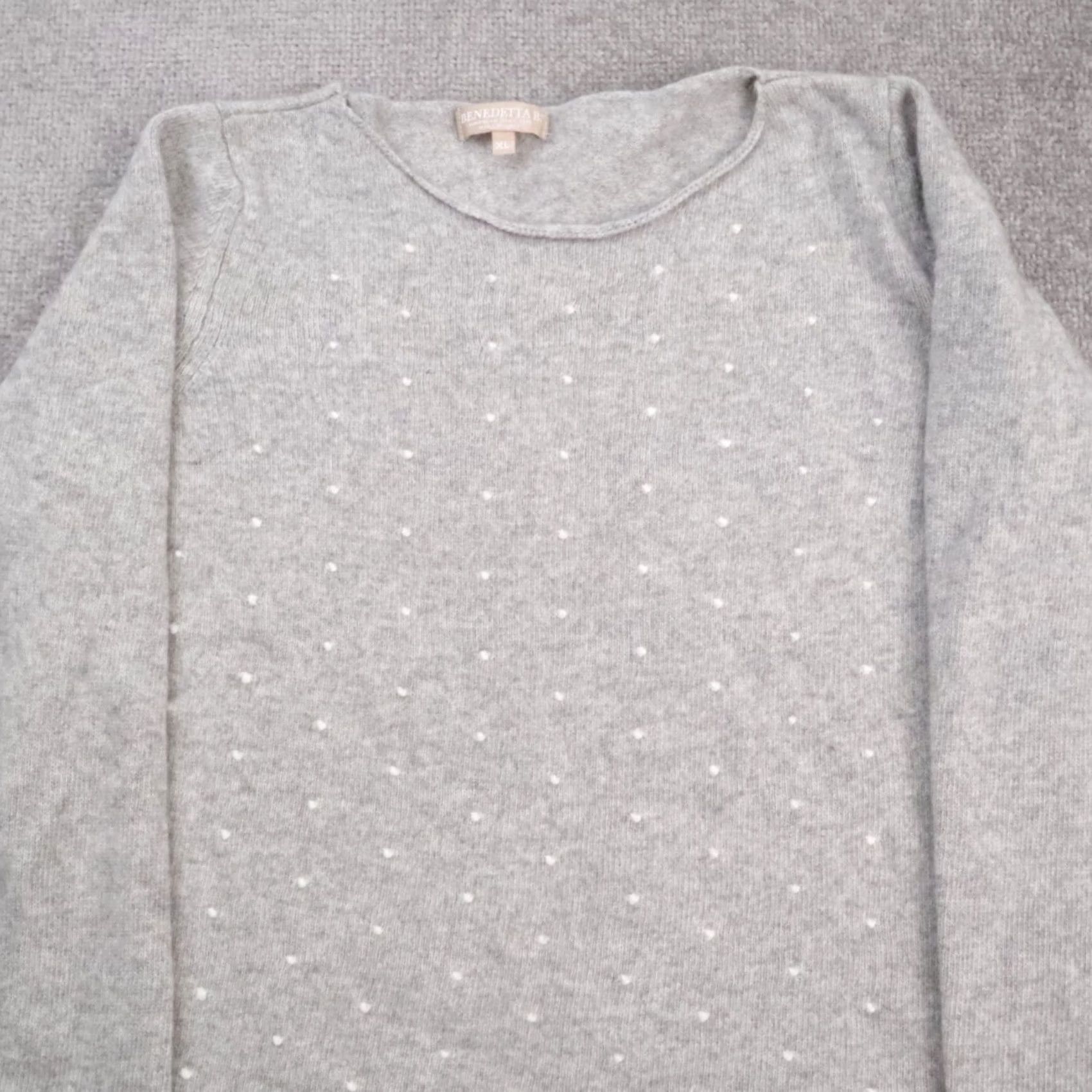 Vintage Benedetta B Sweater Long Sleeve Round Neck XL Gray Polka Dot Angora Viscose Wool Yak Ladies Pullover Italy Made in Italy Women Size XL / US 12-14 / IT 48-50 - 5 Thumbnail
