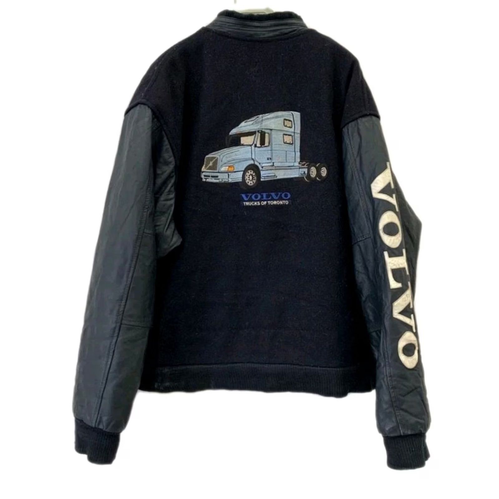 Vintage VINTAGE Volvo Trucks of Toronto Varsity Jacket Wool Leather Bomber Blue LG L#215 Men Size US L / EU 52-54 / 3 - 2 Thumbnail