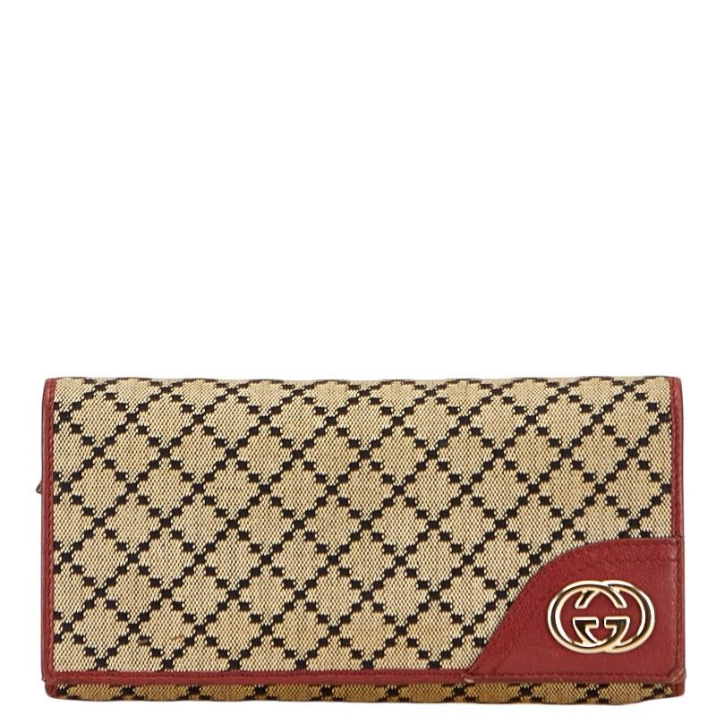 Gucci Gucci Gucci Diamante Interlocking Canvas Leather Long Wallet Canvas Long Wallet 204836 Size ONE SIZE - 1 Thumbnail