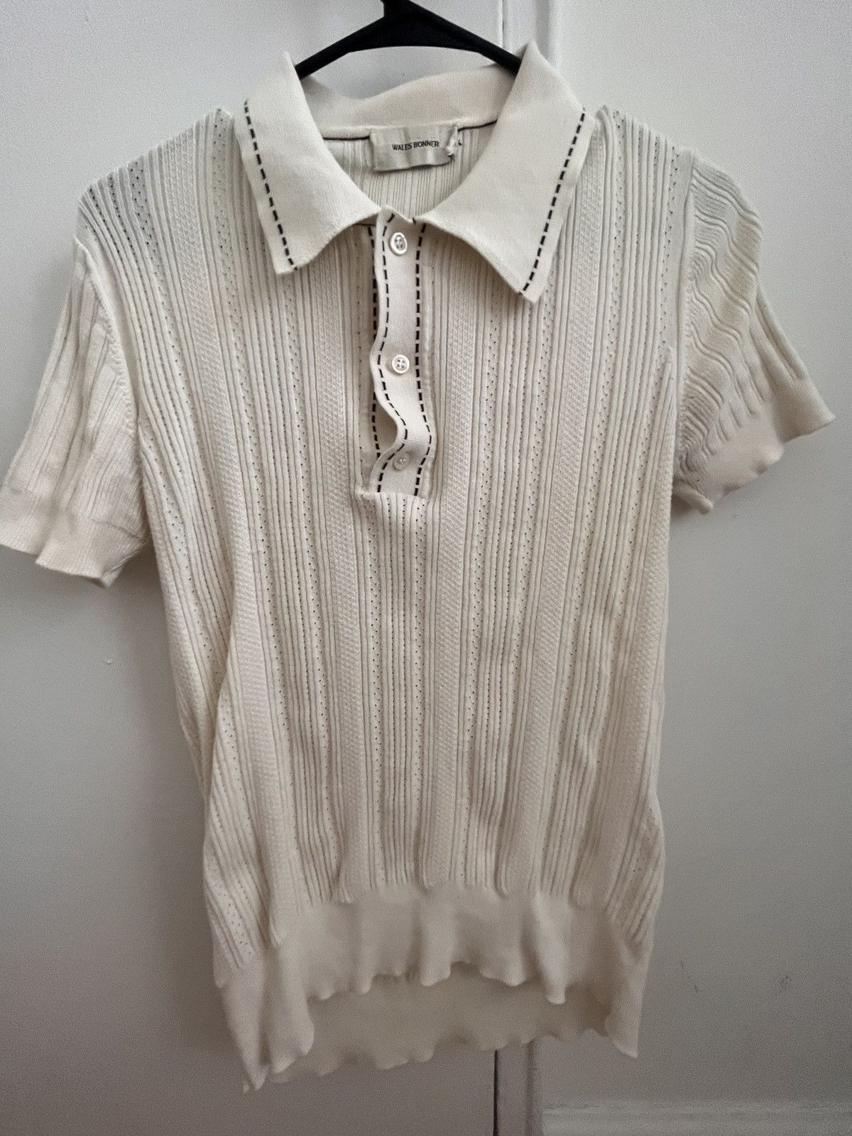 Wales Bonner Wales Bonner Ivory Textured Polo Size US S / EU 44-46 / 1 - 1 Thumbnail