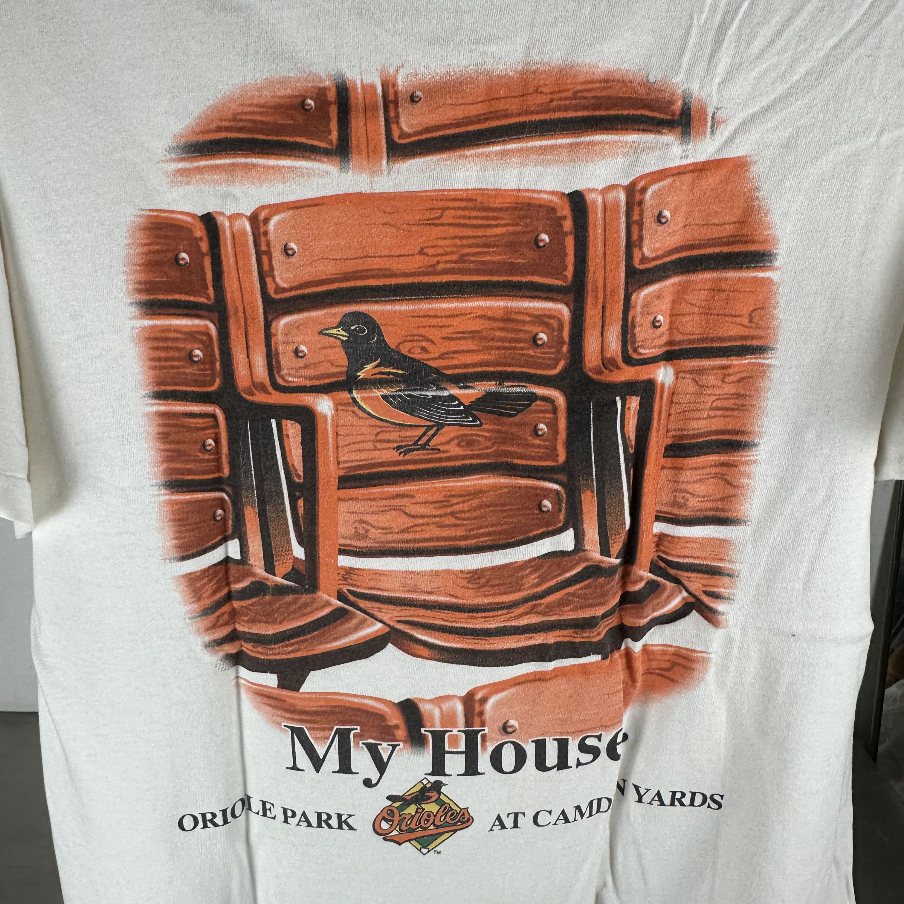 Vintage ​Vintage 90s Baltimore Orioles Camden Yards MLB T-shirt Size US L / EU 52-54 / 3 - 4 Thumbnail