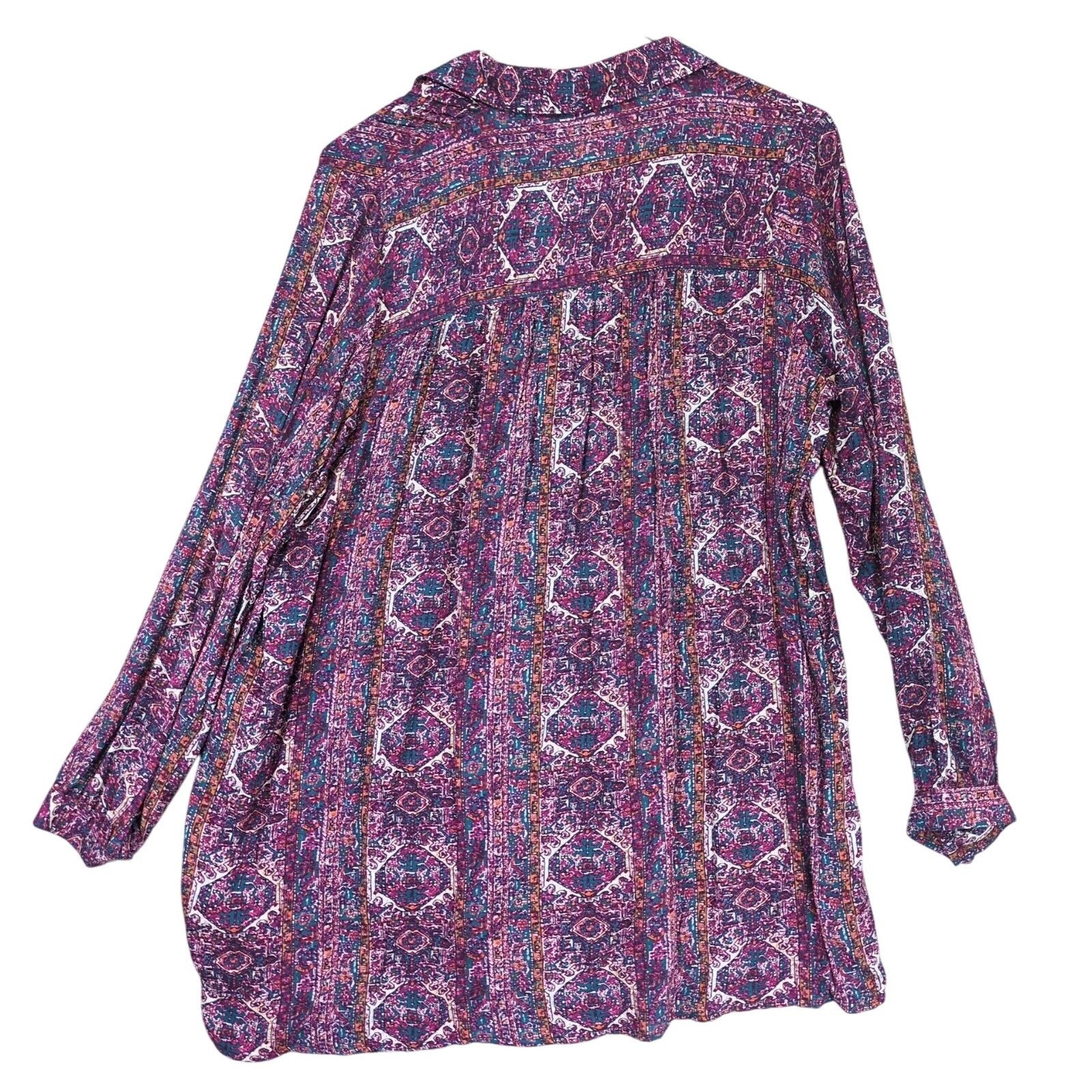 Other Jane & Delancey Women's M Oversized Boho Print Button Blouse Size M / US 6-8 / IT 42-44 - 3 Thumbnail