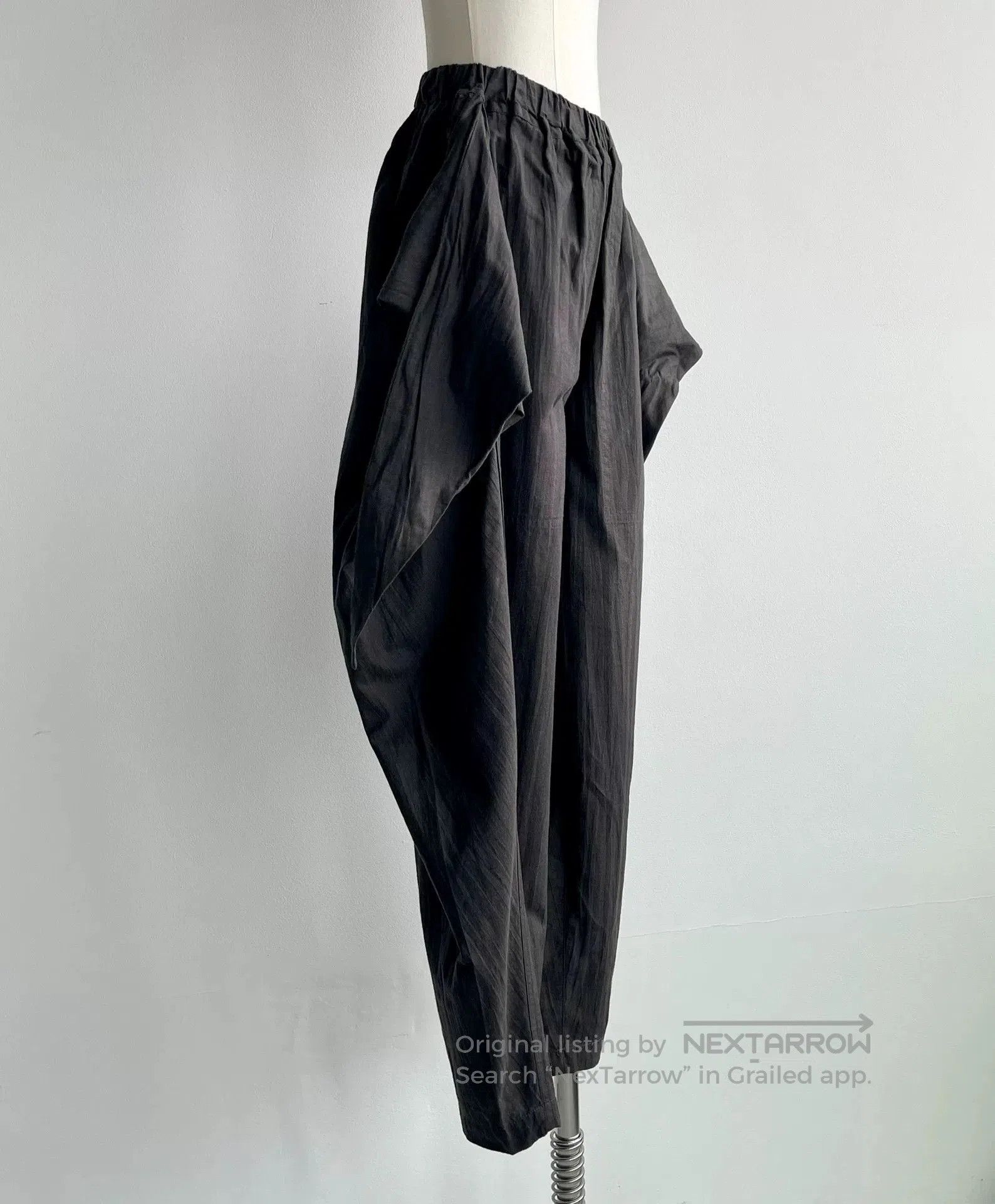 Japanese Brand Gray Wide-Leg Pants with Ties. Size 26" / US 2 / IT 38 - 4 Thumbnail