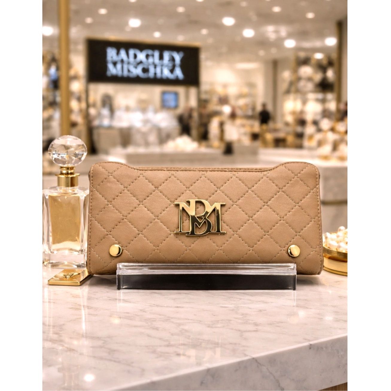 Badgley Mischka Badgley Mischka Quilted Long Wallet - Taupe Size ONE SIZE - 1 Thumbnail