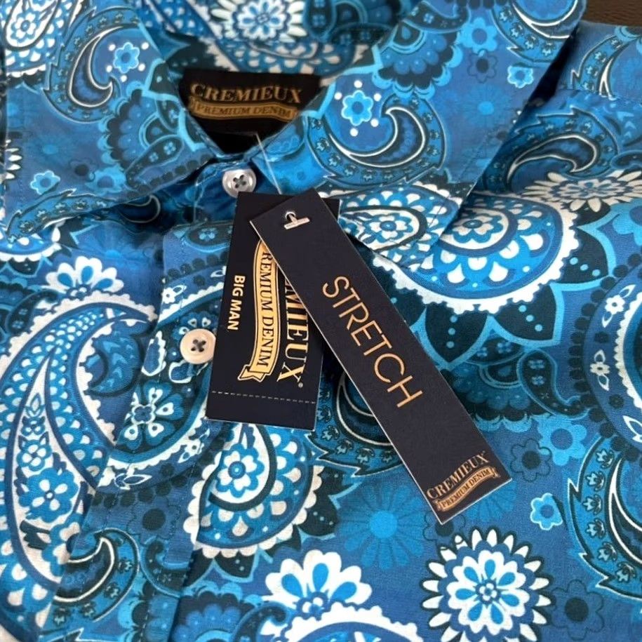Cremieux Cremieux Button-Down Shirt Big 3XB Paisley Blue Mens Long Sleeve Stretch Casual Shirt Womens? Size US XXL / EU 58 / 5 - 5 Thumbnail