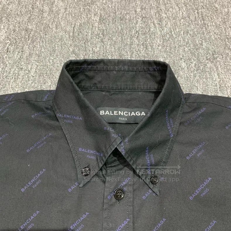 Balenciaga Balenciaga Black Logo Print Shirt Jacket. Size US M / EU 48-50 / 2 - 7 Thumbnail