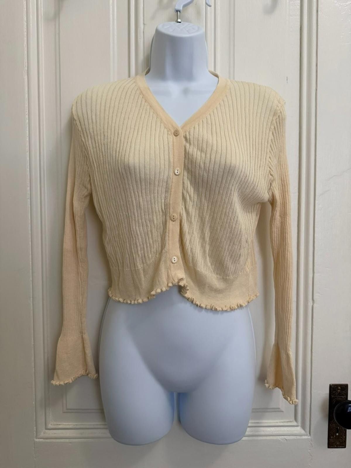 Shein SHEIN Drop Shoulder Lettuce Trim Cardigan (ONE SIZE) Size ONE SIZE - 5 Thumbnail