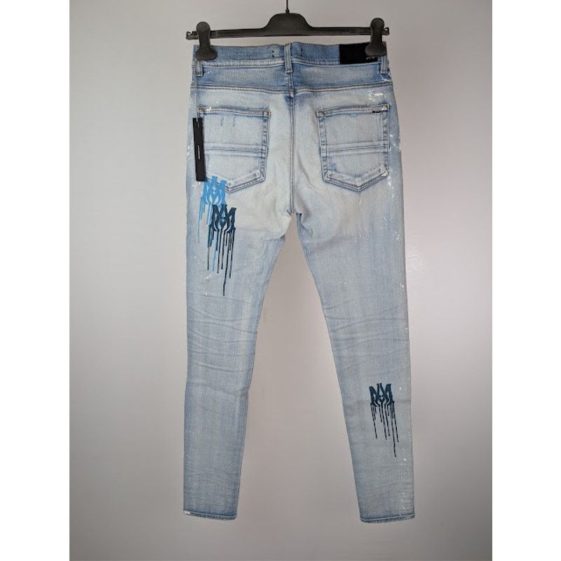 Amiri o1rshd1 MA Drip Skinny Denim Jeans in Light Indigo 32 Size US 32 / EU 48 - 18 Thumbnail