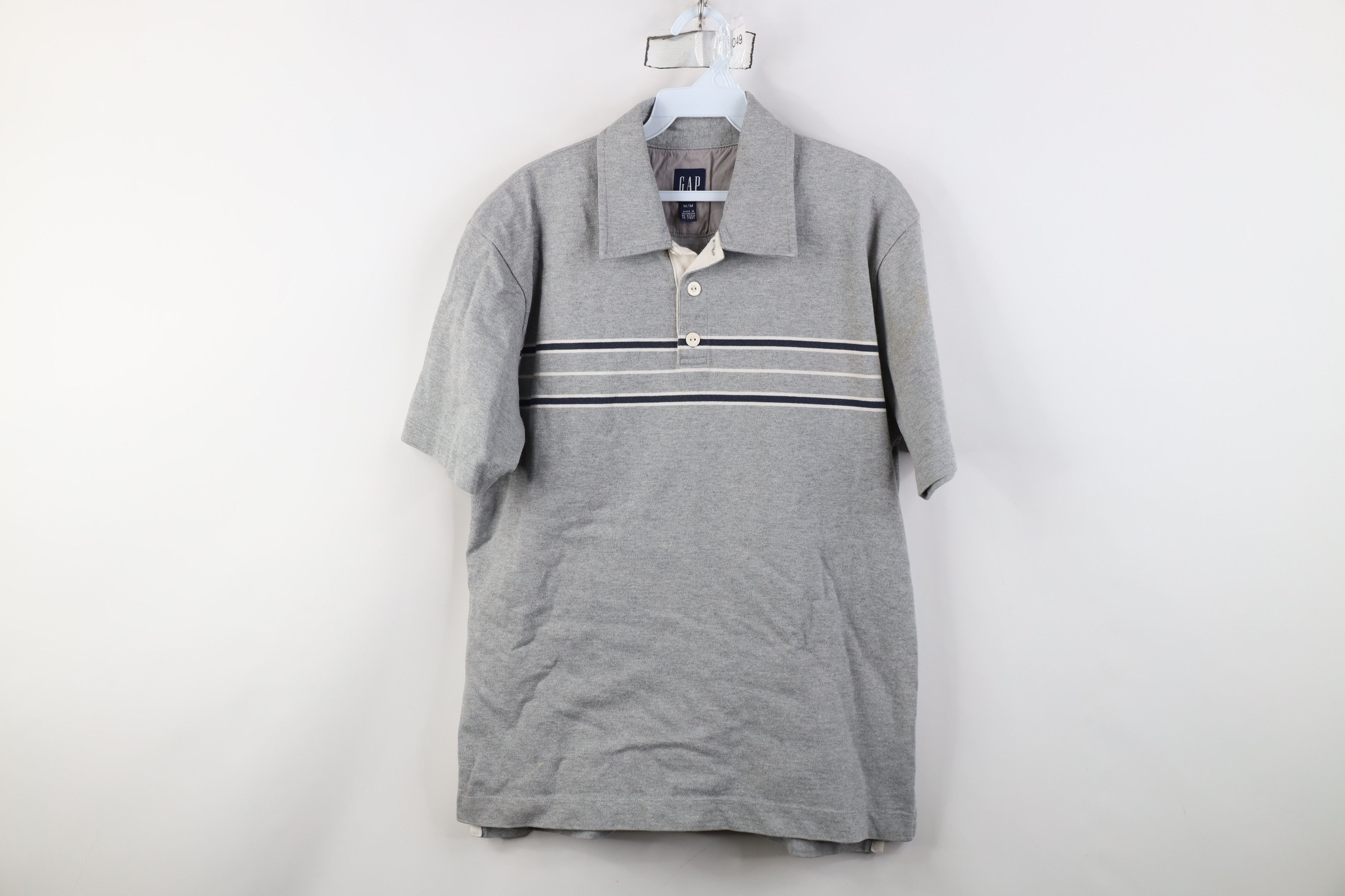 Gap Vintage Y2K 2002 Gap Blank Cotton Knit Golf Polo Shirt Gray 