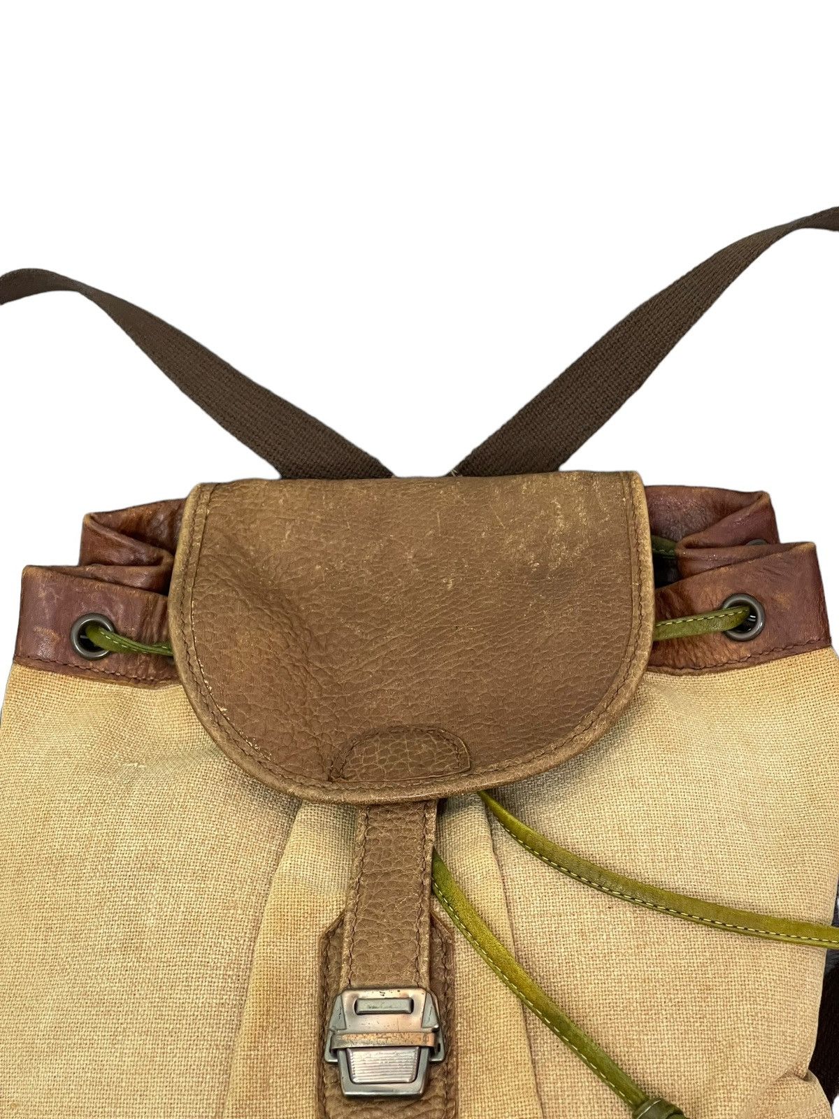 Genuine Leather Leather Linen Backpack Vtg Unknown Japan Bag 2🟩 Size ONE SIZE - 9 Thumbnail