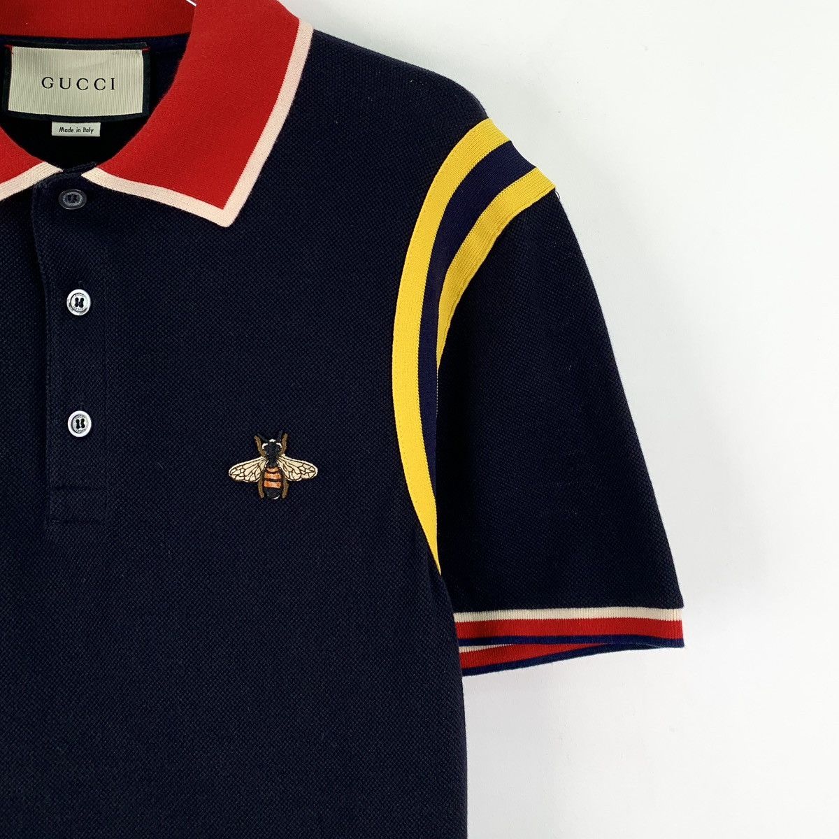 Gucci Gucci Cotton Bee Embroidered Short Sleeve Polo Shirt K26WX Size US L / EU 52-54 / 3 - 3 Thumbnail