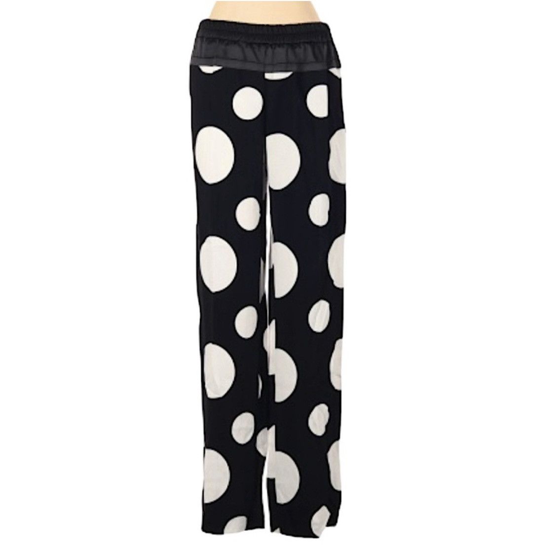 H&M H&M BLACK PLEATED POLKA DOT HIGH RISE PANTS Size 27" / US 4 / IT 40 - 9 Thumbnail