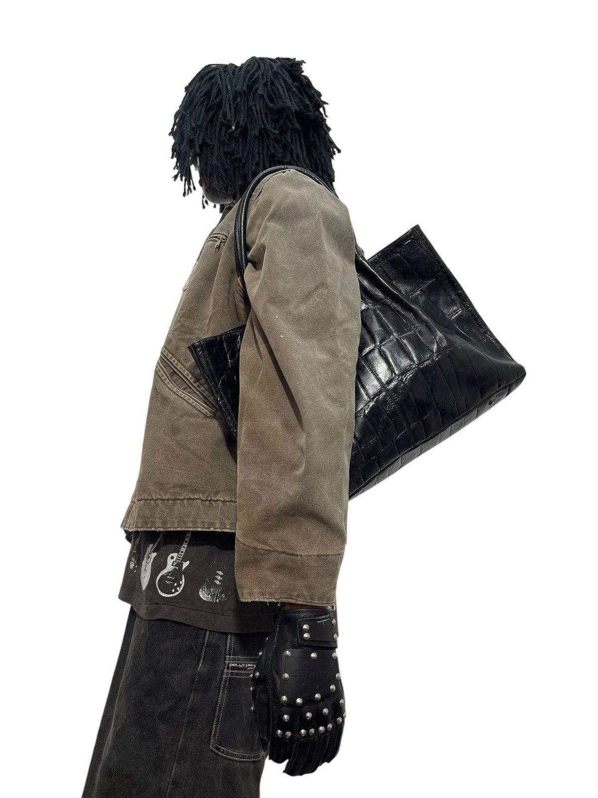 Genuine Leather Crocodile Embossed Leather Unknown Tote Shoulder Bag 7🟩 Size ONE SIZE - 1 Thumbnail