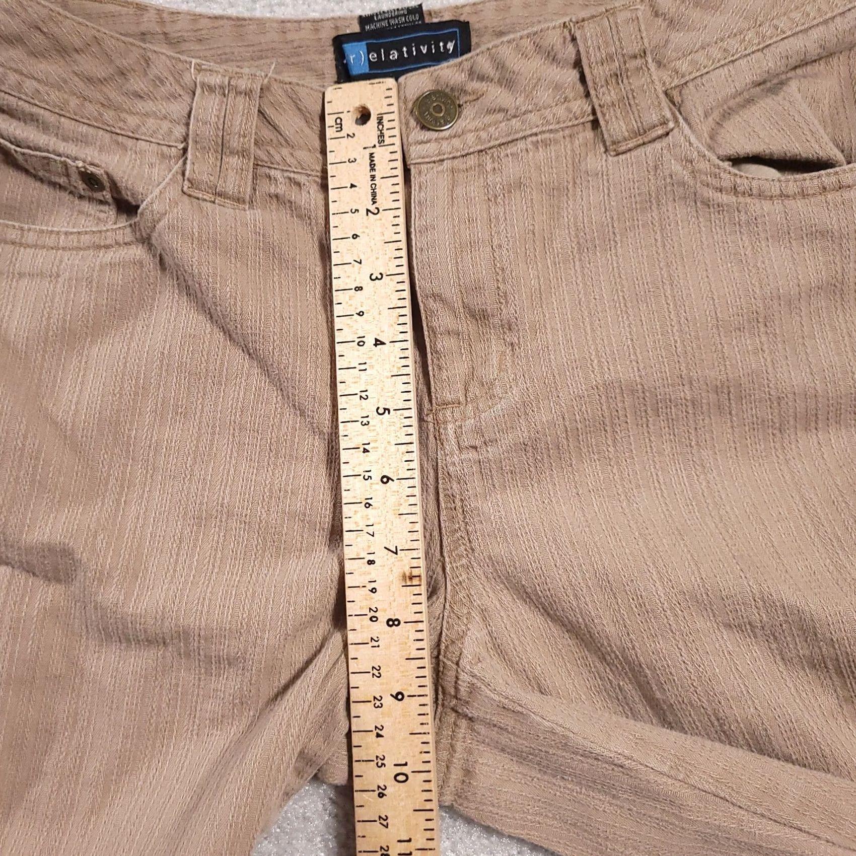 Vintage Relativity Womens Capri Pants Beige Cotton Cropped Trouser Size 6P Casual Size 28" / US 6 / IT 42 - 7 Thumbnail