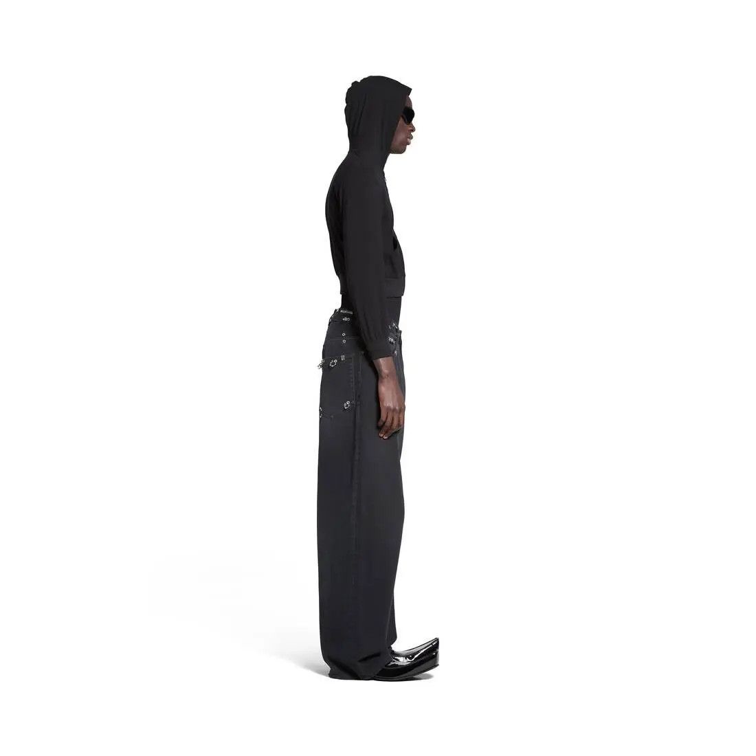 Balenciaga o1la1rc1a0625 Unisex Pierced Baggy Pant in Black Size US 32 / EU 48 - 3 Thumbnail