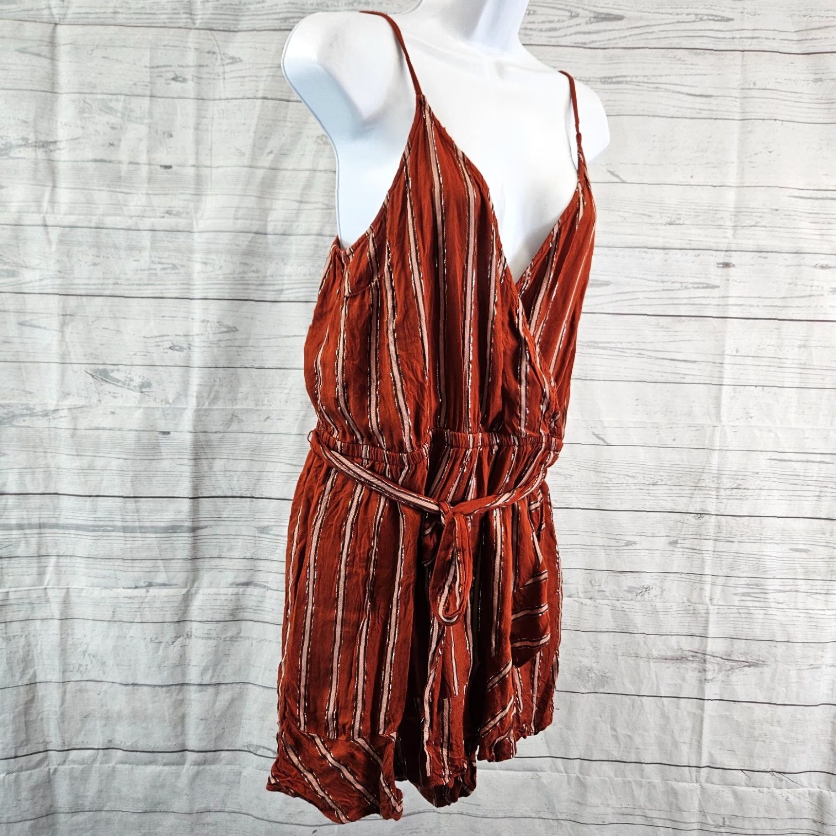 Loft LOFT Beach Romper Womens Belted Striped Sleeveless M Multicolor Spaghetti Strap One-Piece Artwear? Size 32" / US 10 / IT 46 - 3 Thumbnail