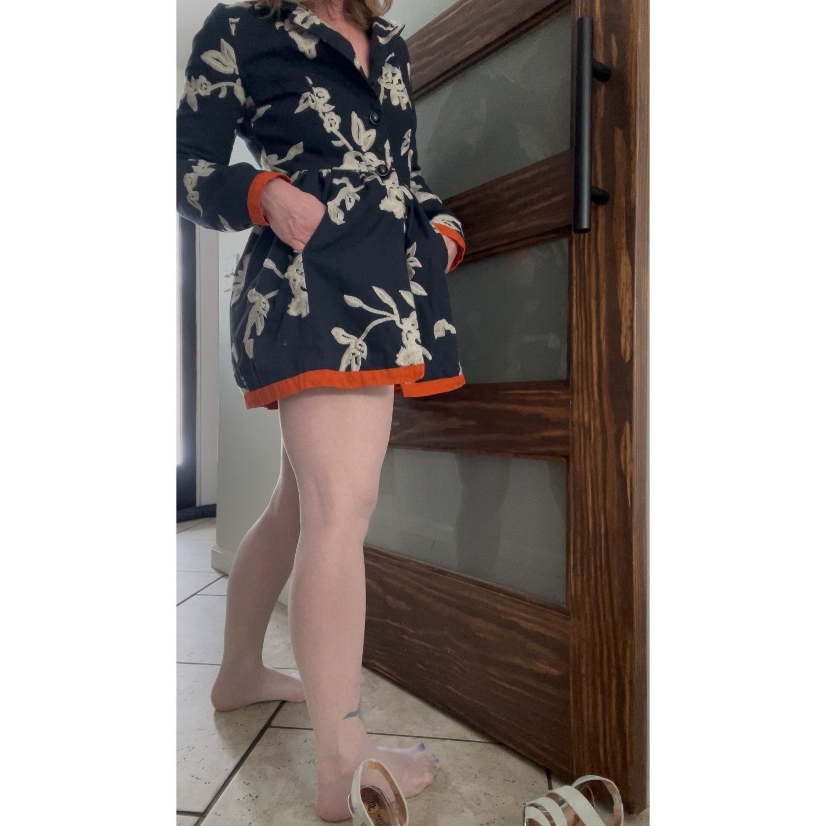 Other Freeway Floral Embroidered Baby Doll Jacket, Navy With Orang Size S / US 4 / IT 40 - 15 Thumbnail