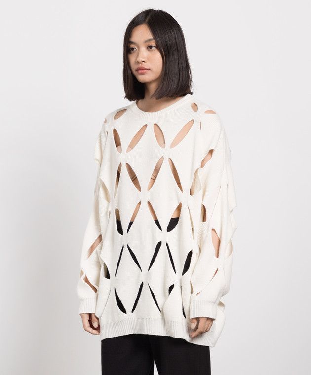 Valentino o1y0326 Crewneck Sweater in Cream Size L / US 10 / IT 46 - 3 Thumbnail