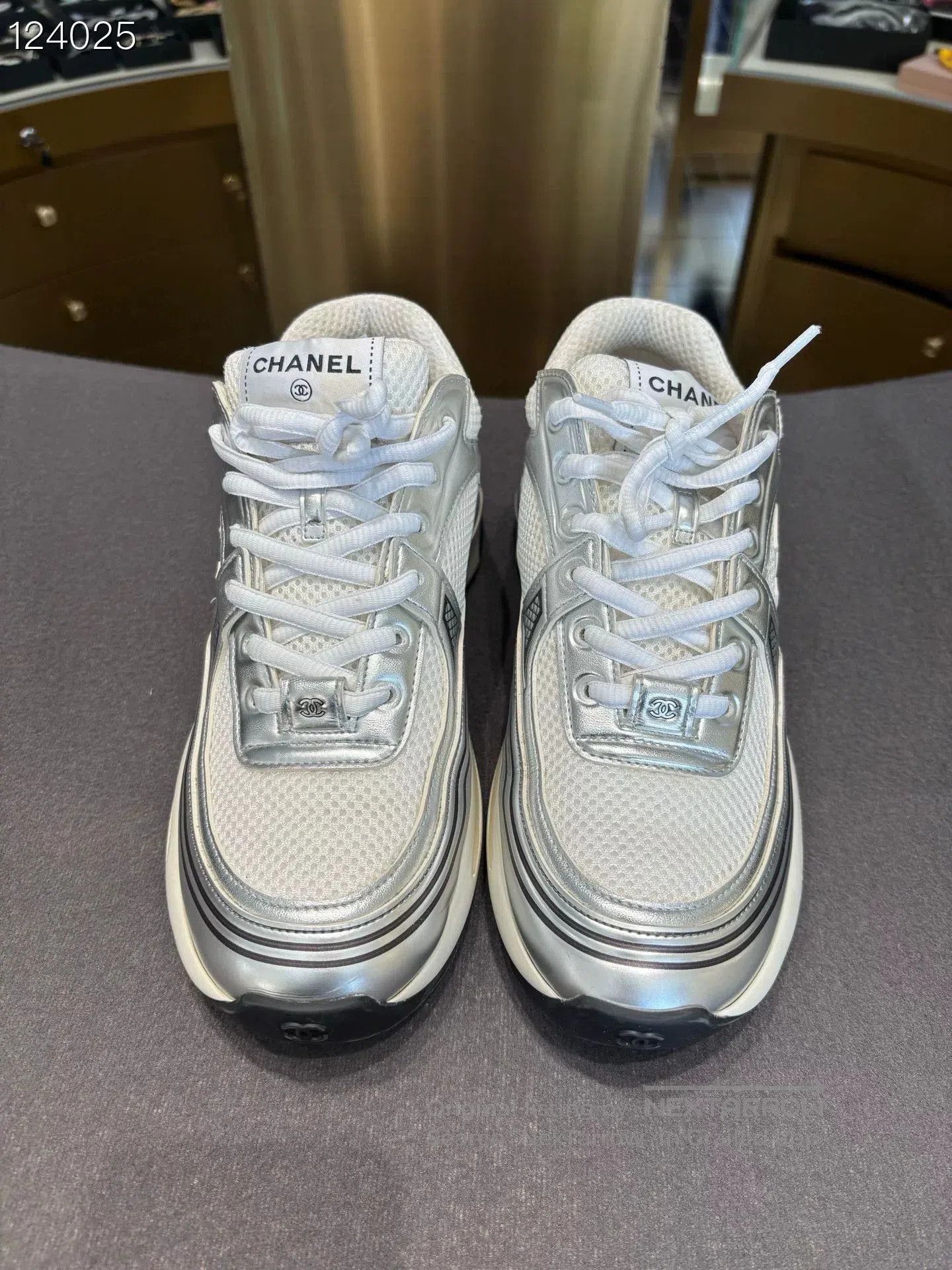 Chanel Chanel Silver Sneakers Size 39. Size US 8 / IT 38 - 1 Thumbnail