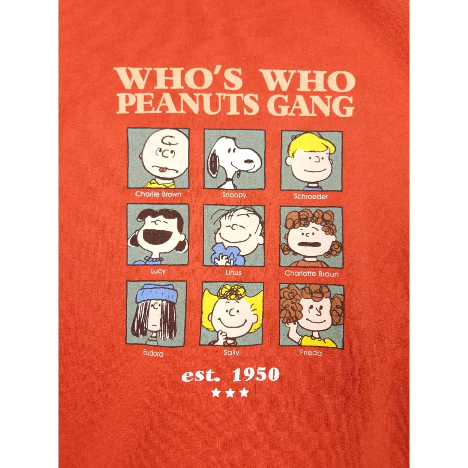 Peanuts FREAK'S STORE Peanuts Sweater Sweatshirt Orange Graphic Crew Neck Unisex Adults 2XL One Size Relaxed Knit Pullover Shirt Size XXL / US 16-18 / IT 52-54 - 5 Thumbnail
